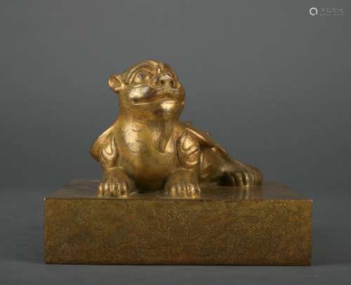 A gilt-bronze 'beast'  seal