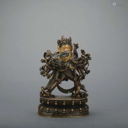 A gilt statue of Kalacakra