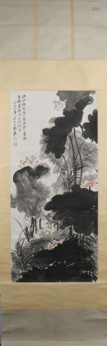 A Zhang daqian's flowers painting