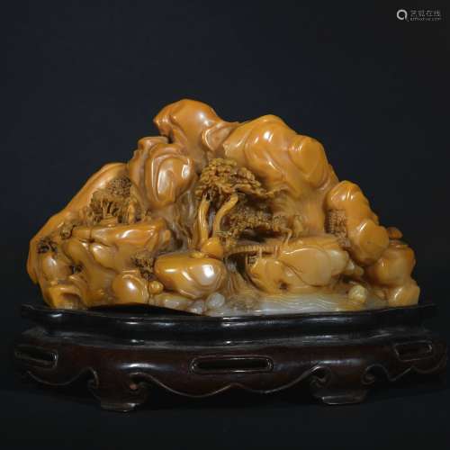 A Shou shan stone 'figure and mountain' ornamnet