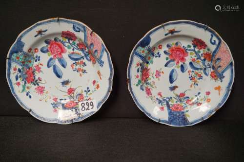 2 ANTIEKE CHINESE BORDEN IN PORSELEIN