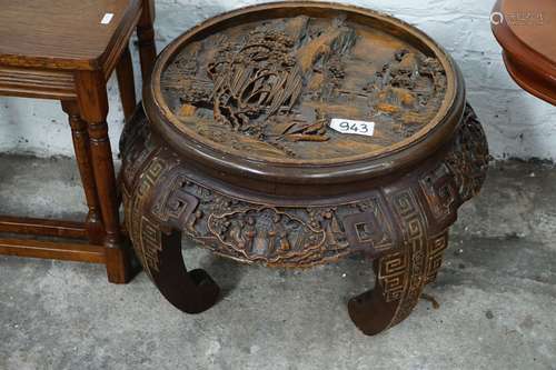 RONDE GESCULPTEERDE CHINESE TAFEL