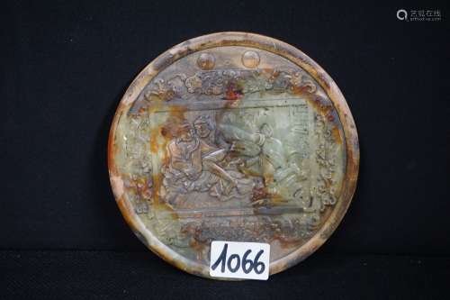 RONDE CHINESE BASRELIEF IN SOAPSTONE