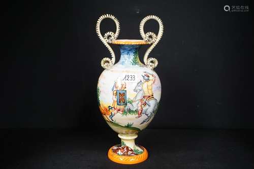 MAJOLICA VAAS MET 2 OREN