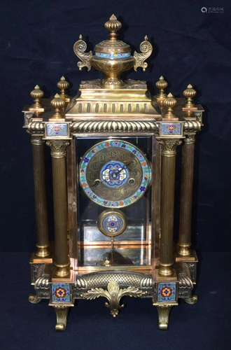 A Cloisonne regulator clock 62 x 35cm .