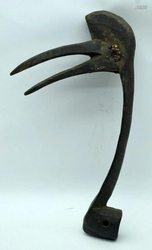 TRIBAL AFRICAN ART BIRD HEAD DECOY HEADDRESS. Northern