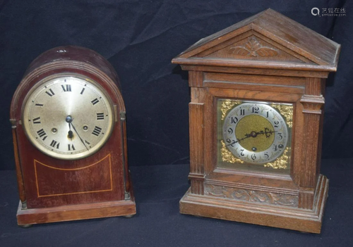 Two mantle clocks one German made 41 x 30 cm (2).