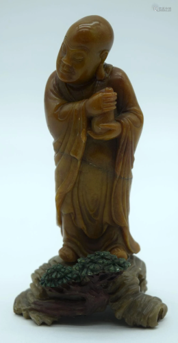 A Chinese Soapstone carving of Luohan 13cm.