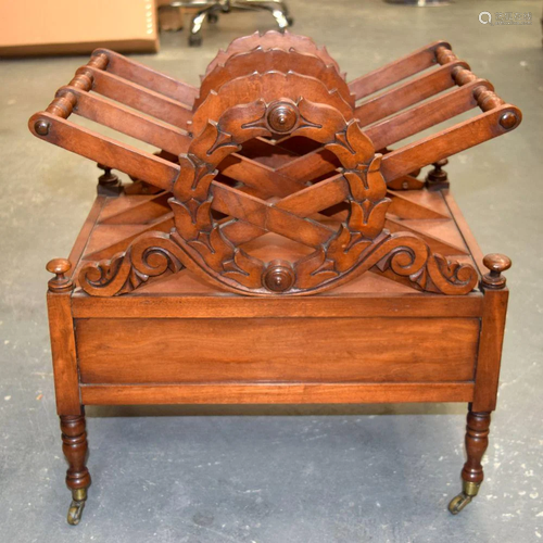 A WILLIAM IV MAHOGANY CANTERBURY. 51 cm x 49 cm x 37