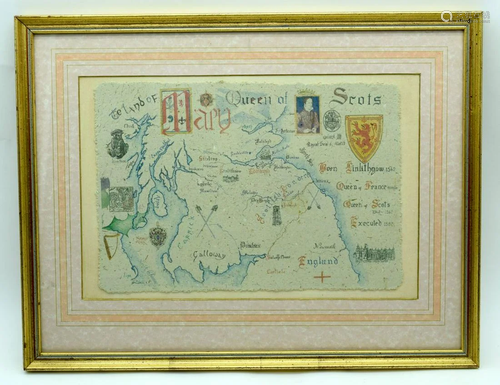 Framed map of Scotland drawn on Barley and farm waste