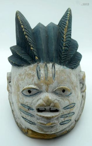 TRIBAL AFRICAN ART - YORUBA GELEDE MASK from Nigeria.