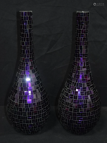 Two crackle glass decorative vases 55cm (2).