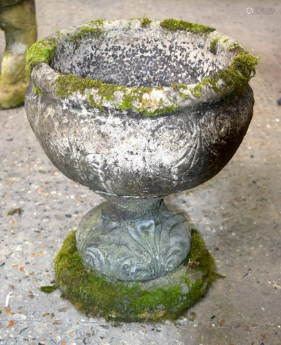 A cast stone garden planter on a pedestal 47 x 36 . (2)