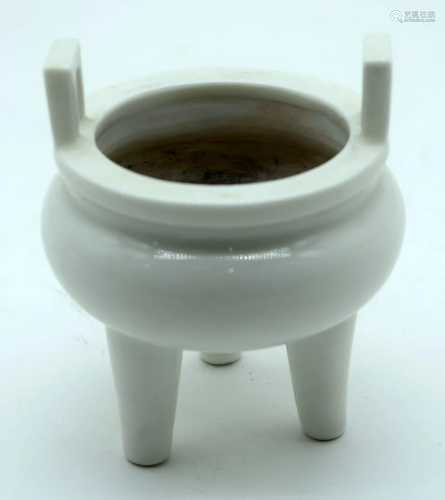 A Chinese Blanc de Chine tripod legged porcelain
