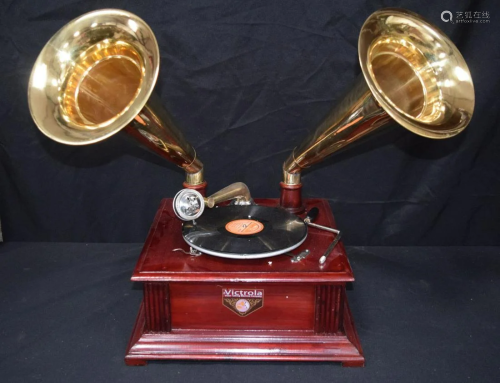A reproduction gramophone player 34 x 34 cm.