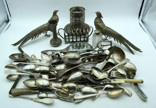 A quantity of silver plate/flatware (Qty).