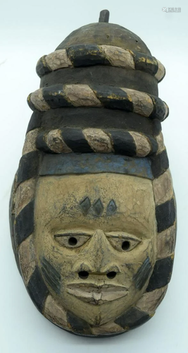 TRIBAL AFRICAN ART - YORUBA GELEDE MASK from Nigeria.