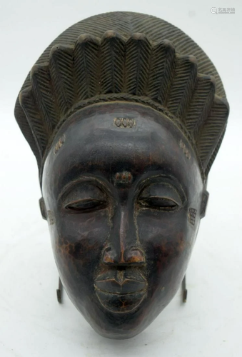 TRIBAL AFRICAN ART BAULE MASK from the Ivory Coast: