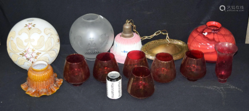 A collection of glass lamps shades Qty.