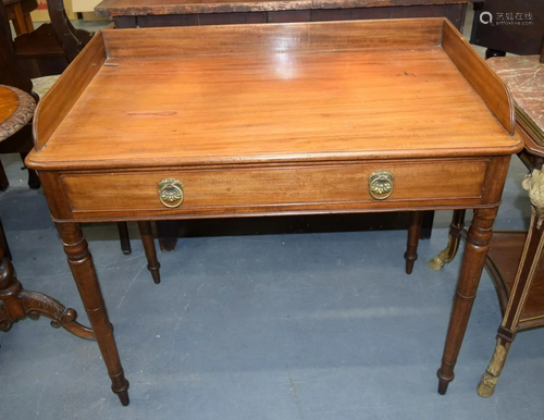 A GEORGE III MAHOGANY WRITING TABLE with single drawer.