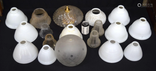 A collection of glass lampshades Qty.