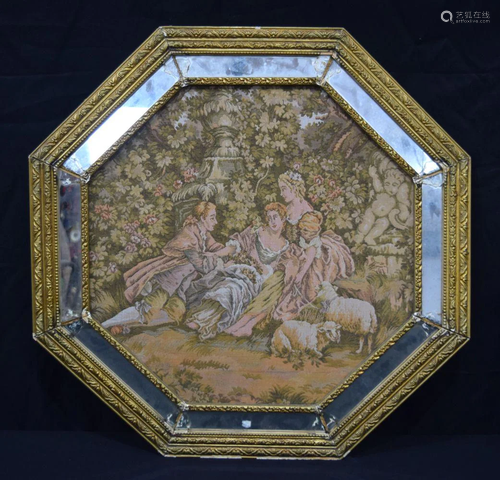 A large Tapestry set in a gilded plaster frame 75 x