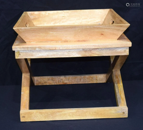 A wooden side table with a matching tray 39 x 55cm (2).