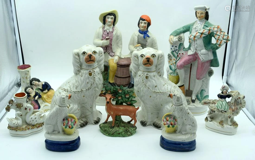 A collection of Staffordshire Flatback figures 32cm