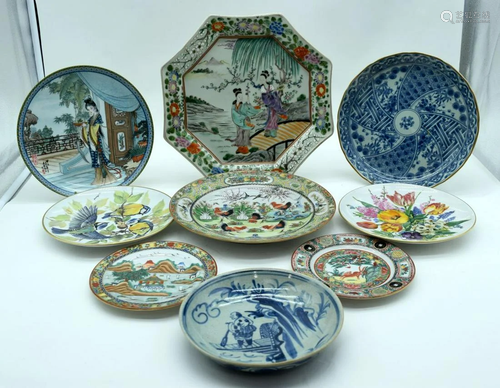 Collection of Chinese ceramics plates, dishes spoons