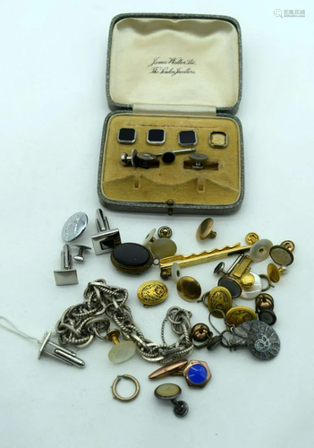 A collection of Cufflinks, studs chains etc some MOP