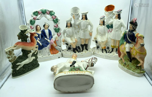 A collection of Staffordshire flatback figures 38cm