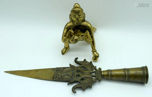 An Indian Bronze figure of a crouching male together