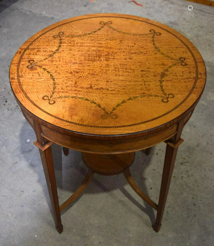 An Edwardian Satin Wood occasional table with Inlaid