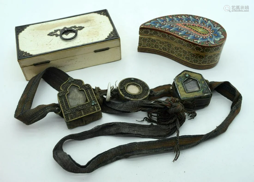 A travelling Shrine together with an Islamic box and