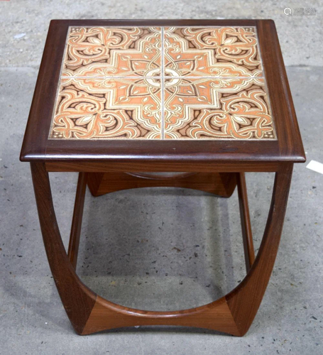 A G plan wooden occasional table with a tile top 52 x50