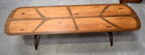 An Avalon Coffee table with inlaid pattern 151 x 46 x