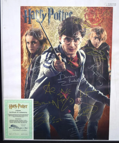 Framed Harry Potter signed poster with certificate 92 x