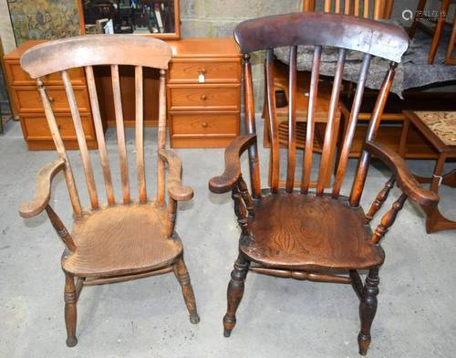 A large oak Captains broad arms chair together with