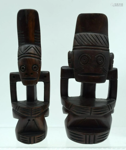 An African hardwood figure together with another 25cm