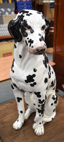 A LARGE VINTAGE CONTINENTAL POTTERY DALMATIAN…