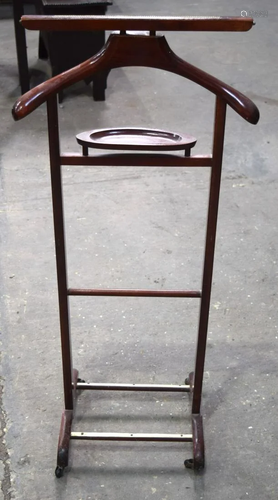 A mid century wooden valet stand 108 x 46cm.