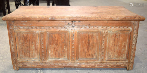 An Antique wooden coffer 47 x 108 x 52cm .