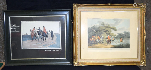 A framed Print by Lionel Edwards of horse riders