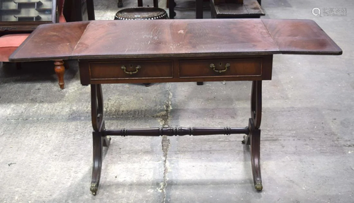 A mid century two drawer folding leaf table 144 x 54 x