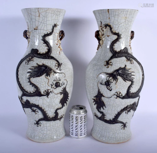 A LARGE PAIR OF 19TH CENTURY CHINESE CRACKLE GLAZE…