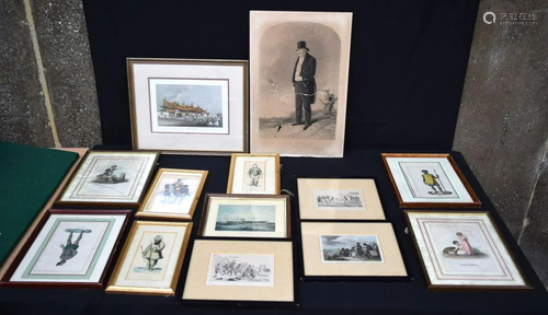 A collection of antique framed lithographs depicting