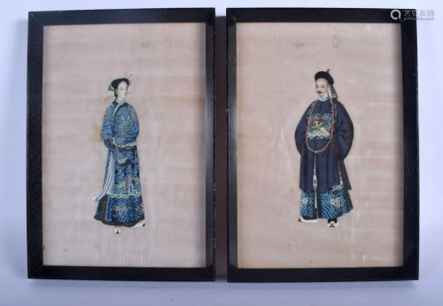 A PAIR OF 19TH CENTURY CHINESE FRAMED PITH PAPER