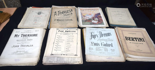 A large collection of antique piano music scores (Qty)