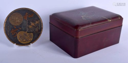 A LARGE 19TH CENTURY JAPANESE MEIJI PERIOD RED LACQUER