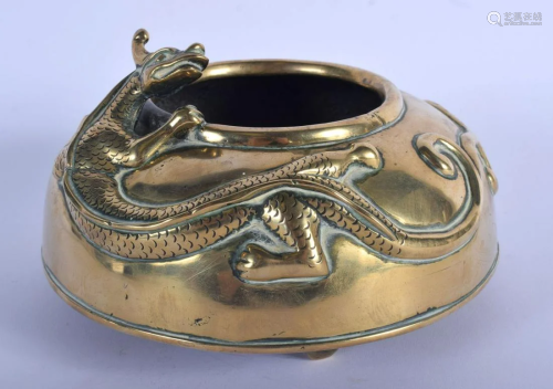 A LARGE 19TH CENTURY CHINESE BRONZE DRAGON CENSE…